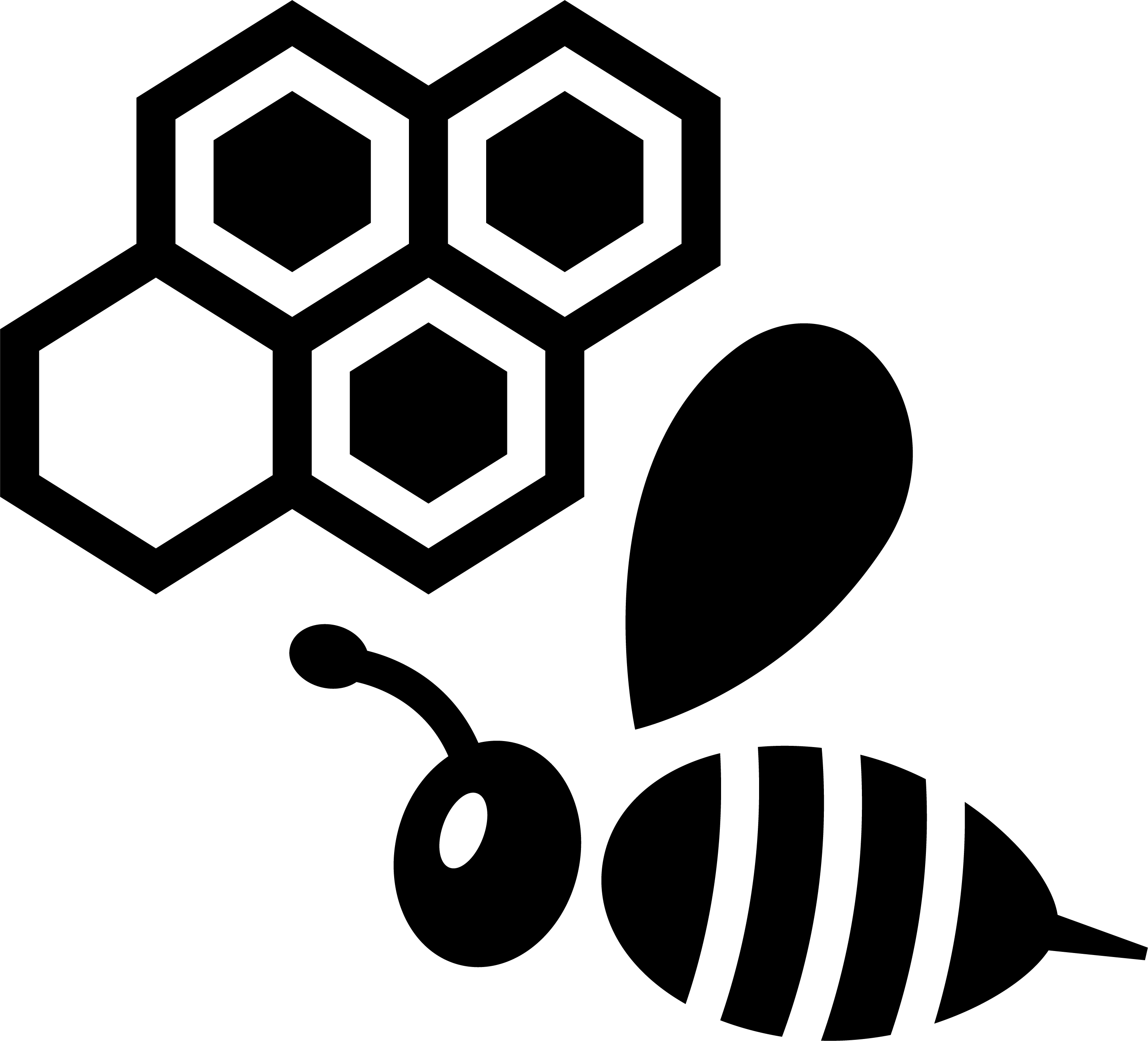 別荘にできた蜂の巣と周囲を飛び回る蜂をイメージしたアイコン